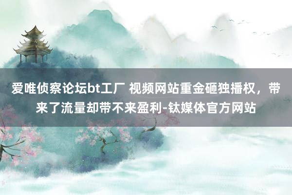 爱唯侦察论坛bt工厂 视频网站重金砸独播权，带来了流量却带不来盈利-钛媒体官方网站