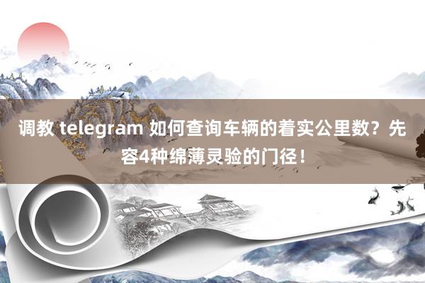 调教 telegram 如何查询车辆的着实公里数？先容4种绵