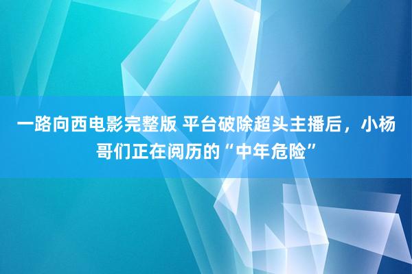 一路向西电影完整版 平台破除超头主播后，小杨哥们正在阅历的“
